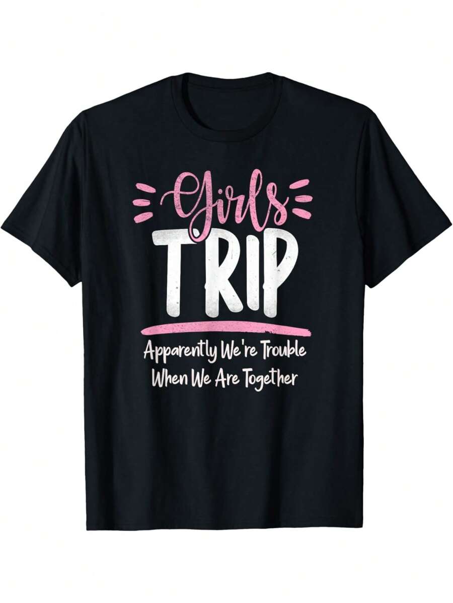 EWHGirls Trip 2022 Women's What Happens On The Girls Trip T-Shirt - Black - View 1