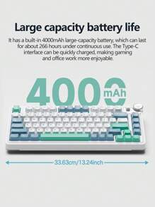 LINBAO LINGBAO MK75 Wireless Mechanical Keyboard - Tri-Mode Connection, Hot-Swappable, Compatible, RGB Backlight, 4000mAh Battery, Dual Light Strips, Multimedia Knob