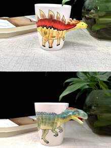1 件 400 毫升/13.5 盎司手绘陶瓷咖啡杯、创意 3D 立体动物恐龙杯茶杯、独特古怪的牛奶杯（霸王龙杯、异特龙杯、三角龙杯、棘龙杯、腕龙杯、副骨骼杯和龙虾杯、螃蟹杯、海马杯），可作为情侣礼物、儿童节礼物、生日礼物和早餐杯。返校季 - 款式 - 查看 6
