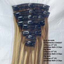 Straight Hair Clip In Human Hair Extensions Real Human Hair #4/27 Brown Highlights Blonde Clip Ins Remy Hair For Women - SP4/27 - View 4