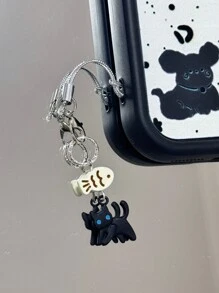 1 件黑猫不吃鱼可爱手机挂饰，简约时尚配饰，适合女性日常使用，适合送给母亲、家人、朋友、生日、节日的礼物，手机挂饰，手机链 - 黑與白 - 查看 8