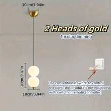 1 buah Lampu Gantung LED Modern, 3 Warna Dapat Diatur, Pemasangan Semi-Flush Logam Mengkilap, Kap Lampu Akrilik, Kontrol Saklar, Pemasangan Permanen, 110V-240V, Termasuk Perlengkapan Pemasangan - Ideal Untuk Kamar Tidur, Lorong, Pencahayaan Aksen - MultiWarna - View 6