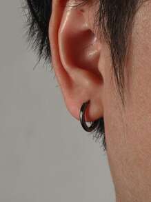 1 Pair Minimalist Plain Hoop Earrings, European American Style Copper Earrings For Men & Women, Suitable For Daily, Date, Party Wear, Holiday Gift - Multicolor - View 6