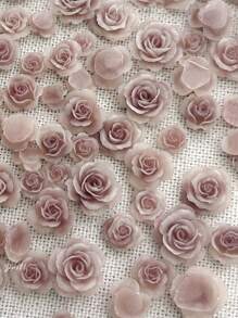 50pcs Mixed Size Retro Rose Resin Carved Camellia Flower Nail Art Decorations, Including Roses, For Nail Accessories (Nails NOT Included) DIY Nail Charms Nail Gems Nail Supplies
