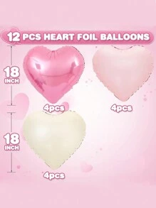 12 baloane roz alb cu inimă, baloane din folie în formă de inimă alb crem, roz deschis, 18 inch, balon din mylar cu heliu alb, roz deschis, nisip, pentru baby shower, aniversare, decorațiuni pentru petrecerea de nuntă, ziua mamei - Multicolor - Vizualizare 12