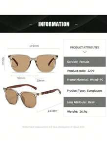 Men's Premium Retro Square Frame Fashion Glasses With Thick Faux Wood-Grain Temples, Stylish & Versatile Fashion Glasses For Party, Daily Wear, Travel & Holiday