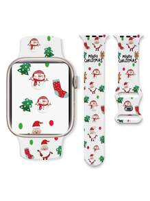 New Christmas Snowman Apple Watch Band, Replacement Strap Compatible With Apple Watch Ultra/SE/Series 8/7/6/5/4/3/2/1 Women - White - View 1