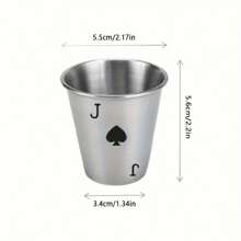 2/4/6/8盎司，葡萄酒杯，扑克图案304不锈钢葡萄酒杯，2盎司，现代简约风格，KQ扑克元素直筒不锈钢杯，办公休闲两用，圆柱形便携防漏304不锈钢杯，春季野餐必备，情人节派对必备，营造氛围 - 彩色 - 查看 6