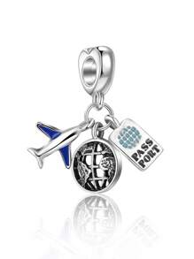 1 peça Pingente da Série de Viagens de Avião, Pingente de Jóias DIY de Torre Eiffel Globo de Bilhete Com Gato & Cachorro, Presente Ideal Para Fazer Pulseiras DIY Delicadas