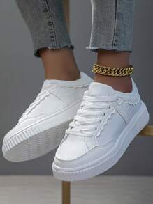 Damen Lässig Sneakers, modische kleine weiße Schuhe, leichte Skaterschuhe im Straßen-Stil
