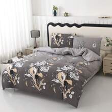 3pcs Floral Bedding Set [1 Duvet Cover + 2 Pillow Shams], Modern Style, Soft And Comfortable, Suitable For Home, Hotel, School, Dormitory, Bedroom, Guest Room, All Season