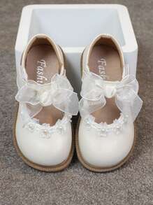 女童公主鞋米色新款儿童皮鞋女童软底鞋春秋童鞋 - 米色 - 查看 1