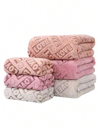 1pc Polyester Bath Towel, Variety Of Colors, Heat-Pressed LOVE Letter Pattern, Large Rectangular 80*160cm Or Small Face/Hand Towel 34*75cm, Quick Absorbent & Soft, Suitable For Bathroom, Kitchen, Travel, Gifts, Gym, Beach, Hotel, Salon, Unisex All Seasons