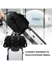 1pc 35L Gym Bag, Yoga Crossbody Bag, Sports Bag With Shoe Compartment And Wet Clothes Compartment, Black Oxford Cloth Wear-Resistant And Waterproof Material, Travel Bag With Wet And Dry Pockets, Lightweight Carry-On Handbag, Weekend Overnight Bag For Women Men Training Trips Workouts Gym Swims And Plane Business Holidays