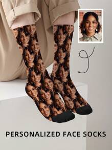 1 par de calcetines personalizados con cara, calcetines personalizados con foto, calcetines impresos personalizados, calcetines divertidos con cara personalizada, calcetines con imagen personalizada, pon cualquier cara en los calcetines, regalo de aniversario adorable, sobrio, divertido, acogedor personalizado, personalizado, único, regalos personalizados ideales para él, novio, amigos, dormitorio, para bodas, para fiestas, para aniversarios, para cumpleaños, otoño - Multicolor - Ver 3