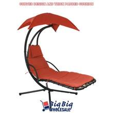 Patio Hanging Chaise Swing Lounge Chair Cushion Orange Outdoor Canopy Arc Stand - 1 - View 4