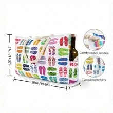 Women's Large Waterproof Beach Tote Bag, Zippered Sandproof Swim Pool Bag(Random Print Pattern)