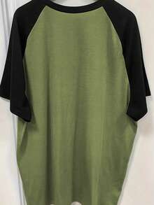 Women's Fashion Casual Y2K Cute Cat Print Contrast Color Raglan Sleeve Crew Neck Short Sleeve T-Shirt