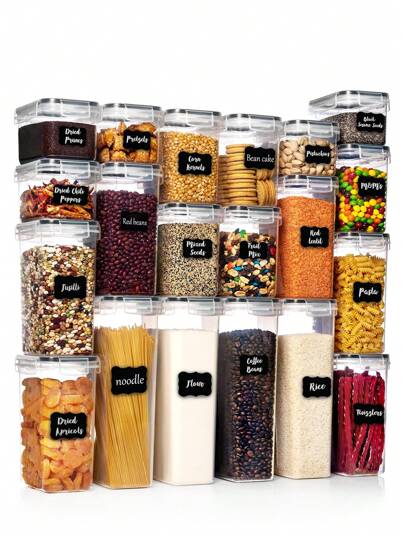 4/7/10/15/18/21pcs Storage And Organization,Labeled And Marked Airtight Food Storage Containers And Condiment Jars - Keep Grains, Flour, Salt, Pepper And Sugar Fresh - A Dishwasher Kitchen Pantry Organization And Storage Solution,Funny Stocking Stuffers,Stocking Stuffers For Adults,