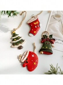 1/4 件圣诞装饰美式复古树脂雪人老人挂饰圣诞树铃铛雪花吊坠圣诞树装饰派对礼物,圣诞节 - 彩色 - 查看 8