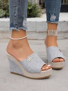 Fashionable Women Platform Wedge Sandals, Slip On Waterproof Peep-Toe Slippers, Available In Black, Coffee, Burgundy, Light Yellow, Grey Colors