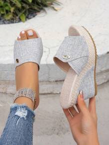 Fashionable Women Platform Wedge Sandals, Slip On Waterproof Peep-Toe Slippers, Available In Black, Coffee, Burgundy, Light Yellow, Grey Colors