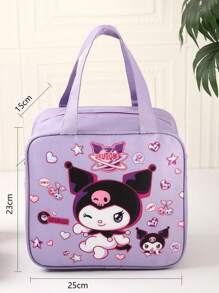 Sanrio Borsa termica per il pranzo con personaggio cartoni animati Kuromi - Borsa isolante impermeabile in tela con simpatico design kawaii, perfetta come borsa da viaggio per donne e ragazze, in cucina, come regalo di Natale o per il ritorno a scuola