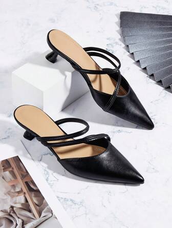 Women's Pointed Toe High Heel Sandals, Black, High-End Elegant Vibe, Spring & Summer 2024 New Arrival