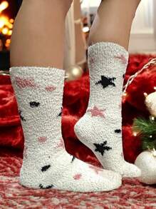 HEATERS SOCKS WARM PLUSH TIGHTS - Rose Red - View 1