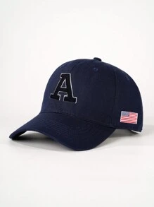 1 pieza Gorra de béisbol con bordado frontal y bandera americana lateral para mujer, ajustable, protección solar, casual, adecuada para viajes en primavera/otoño, versátil, apta para hombres, estilo Y2K, regalo perfecto para el Día de San Valentín - gorra de béisbol - Ver 3