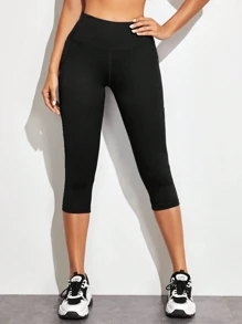 Women's High Rise Athletic Cropped Leggings With Side Pockets