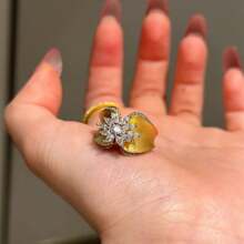 Bague vintage de style élégant en or 18 carats plaqué pour femme, style du palais royal français