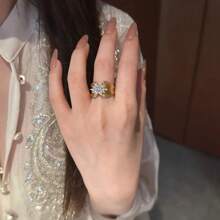 Bague vintage de style élégant en or 18 carats plaqué pour femme, style du palais royal français