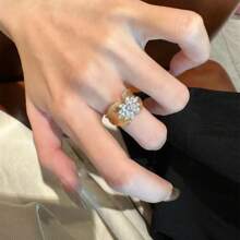 Bague vintage de style élégant en or 18 carats plaqué pour femme, style du palais royal français