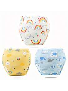 3 pièces Couche-culotte d'entraînement pour bébé et protection de couche lavable, sous-vêtement d'entraînement respirant 6 couches, couches en gaze respirantes pour toutes les saisons, couche-culotte d'entraînement pour enfants, couche-culotte lavable pour bébés, sous-vêtement d'entraînement lavable pour filles et garçons en formation à la propreté