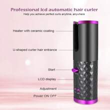 Hair Curler Set Cordless Automatic Rotating Hair Curler Curling Iron LED Display Temperature Adjustable Styling Tools Wave Styer - Multicolor - View 6