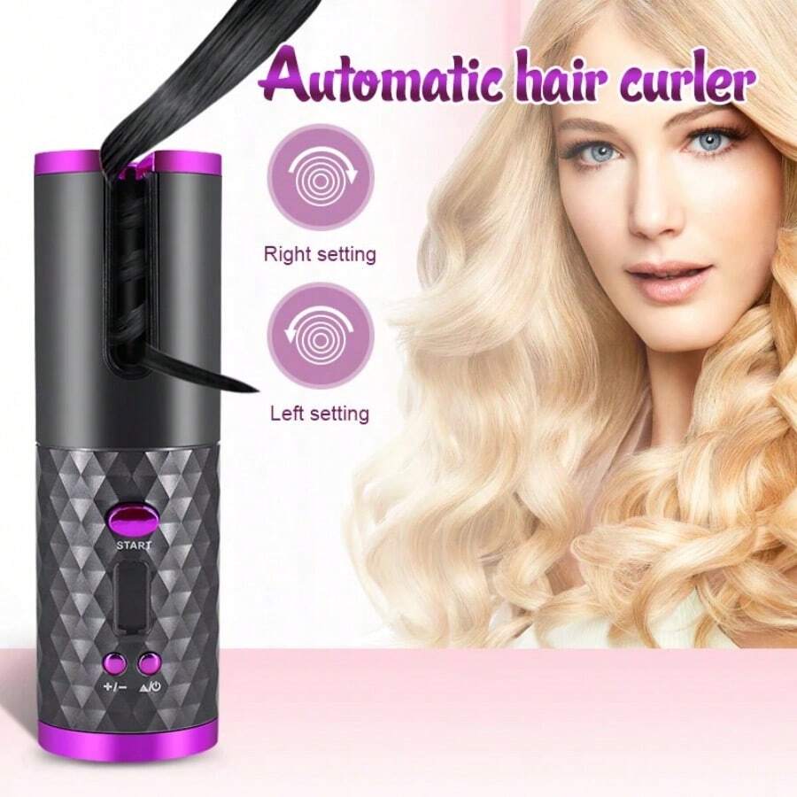 Hair Curler Set Cordless Automatic Rotating Hair Curler Curling Iron LED Display Temperature Adjustable Styling Tools Wave Styer - Multicolor - View 1