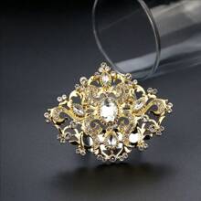 1 Stück goldfarbene türkische traditionelle Brosche für Frauen, Kristall-Schal-Nadel mit Cut Out ausgeprägtem arabischem Blumenmuster, Braut-Hochzeits-Party-Accessoire, Geschenk für Sie