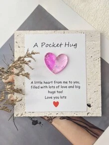 小型爱心口袋拥抱卡，特别的生日、婚礼派对、情人节礼物，隔离礼物，拥抱信物，想想你的礼物，可爱的树脂动物装饰，带有鼓励的贺卡，家居装饰，房间装饰，奇怪的东西 - 彩色 - 查看 19