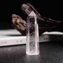 1pc Stunning Clear Quartz Tower,Energy Balance, Healing Stones Pillar-Polished Transparent Hexagonal Pillar ,Home Deacoration Stone,Holiday Ornament,The Best Choice For Crystal Collectioner ,The Preferred Gift For Family, Friends, And Elders During Festivals