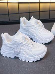 Kids Breathable Sports Mesh Sneakers, Boys & Girls Spring/Fall Casual Running Shoes, Comfortable Non-Slip Small White Shoes Suitable For Outdoor Activities
