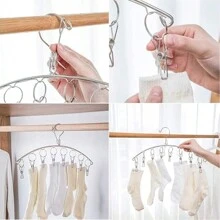 1 Appendiabiti per biancheria intima e calze, rastrelliera per asciugatura in acciaio inossidabile, appendiabiti con gancio antivento, appendiabiti con 10/20 molletta per asciugare calze, asciugamani, vestiti da bambino, pannolini, reggiseni, biancheria intima, calze e guanti