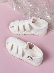 1 双百搭儿童平底罗马凉鞋 - 白色 - 查看 9