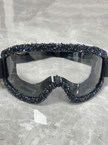 Gafas de esquí decoradas con strass, a prueba de viento, para ciclismo y motocicleta, antivaho para el invierno, gafas de esquí y snowboard, máscara de esquí, accesorios de moda para Halloween y playa