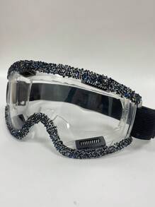 Gafas de esquí decoradas con strass, a prueba de viento, para ciclismo y motocicleta, antivaho para el invierno, gafas de esquí y snowboard, máscara de esquí, accesorios de moda para Halloween y playa