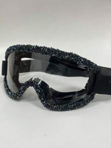 Gafas de esquí decoradas con strass, a prueba de viento, para ciclismo y motocicleta, antivaho para el invierno, gafas de esquí y snowboard, máscara de esquí, accesorios de moda para Halloween y playa
