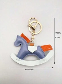 1pc Women's Leather Charm Bag Pendant Keychain, Cartoon Horse Shaped Swing Key Ring, Cute Animal Accessory Decoration Gift