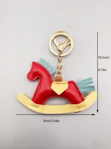 1pc Women's Leather Charm Bag Pendant Keychain, Cartoon Horse Shaped Swing Key Ring, Cute Animal Accessory Decoration Gift
