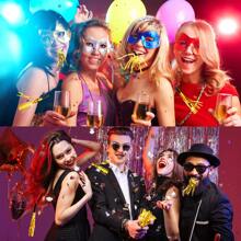 6pcs/12pcs/24 Pieces New Years Eve Party Supplies 2025, Happy New Year Headband Tiara, Metallic Fringed Noise Makers Gold Sliver For Adults