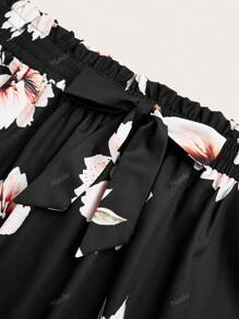 Plus Size Casual Floral Print Long Skirt